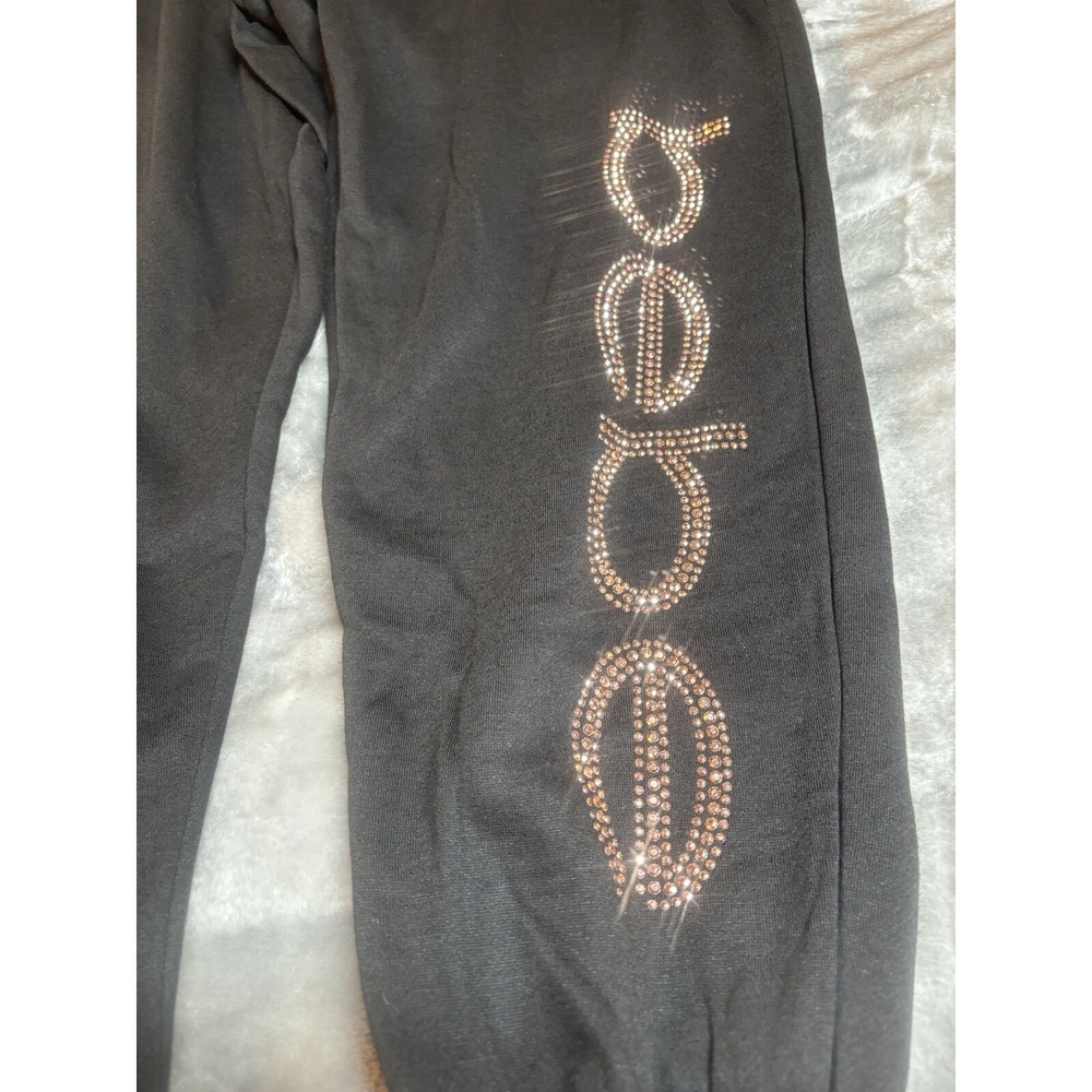 NEW BEBE Jogger Pants 2XL Plush Rhinestone Women's Jogger Sweatpants Black - Picture 2 of 12